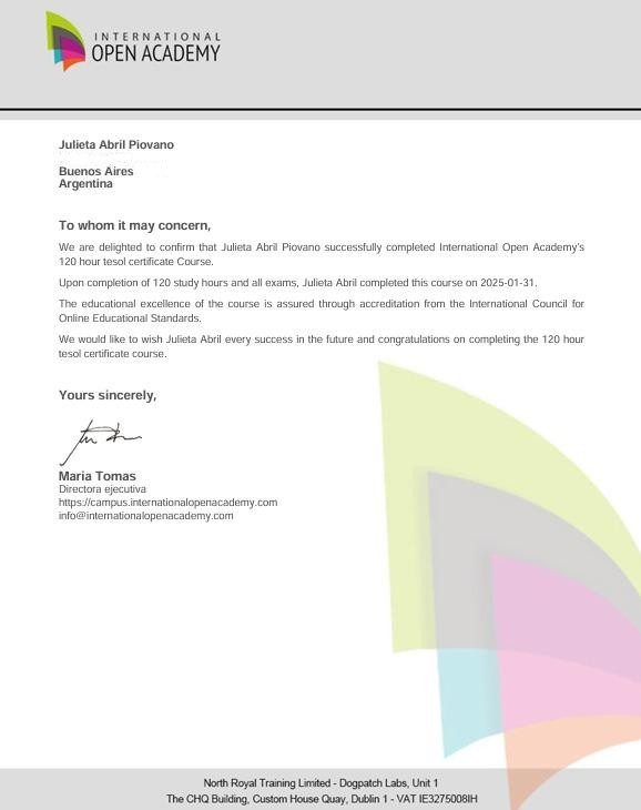Certificación TESOL 120hs — International Open Academy